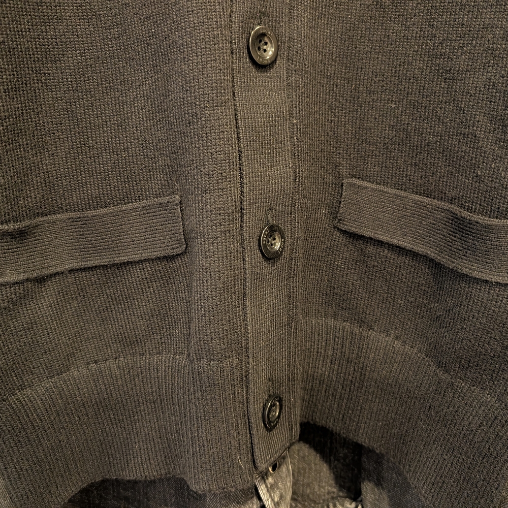 Sacai Women's Black Denim Knit Hybrid Cardigan XL Mixed Media Unique Art - Picture 2 of 10